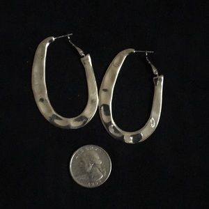Silver tone hoop earrings